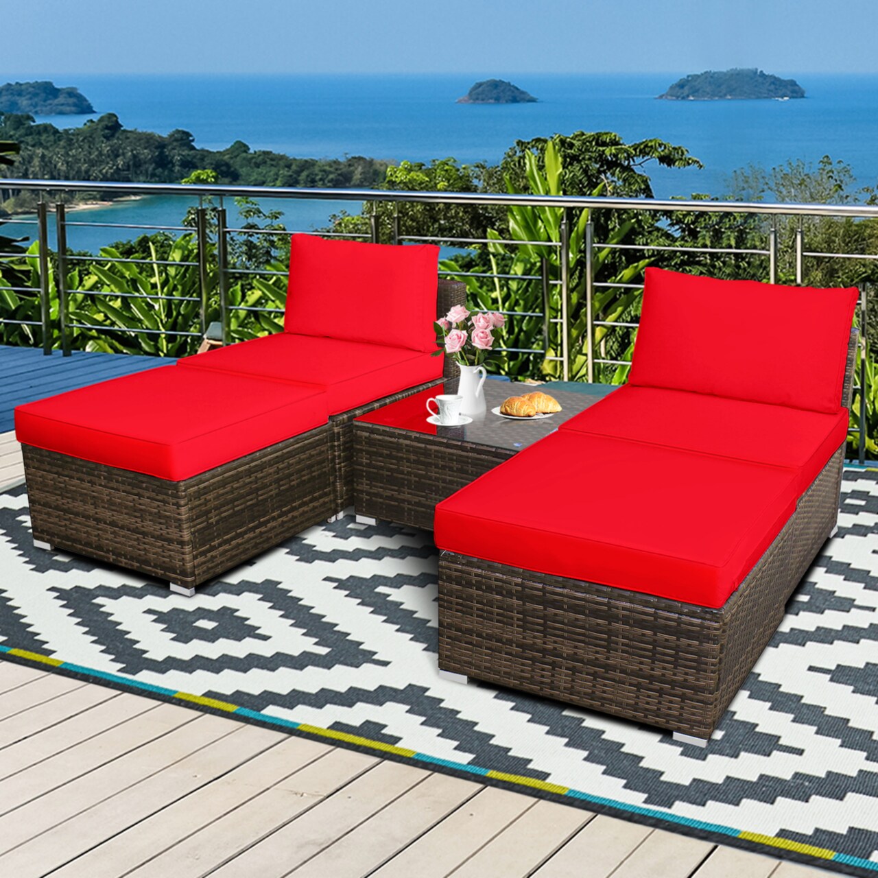Red patio seat discount cushions